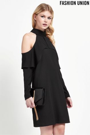 Fashion Union Cold Shoulder Shift Dress